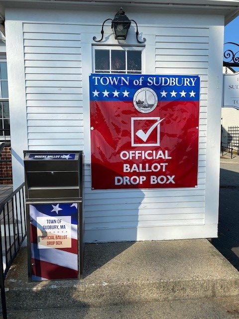  A ballot drop box outside the Town Clerks office, 322 Concord Road. (Rear of building)