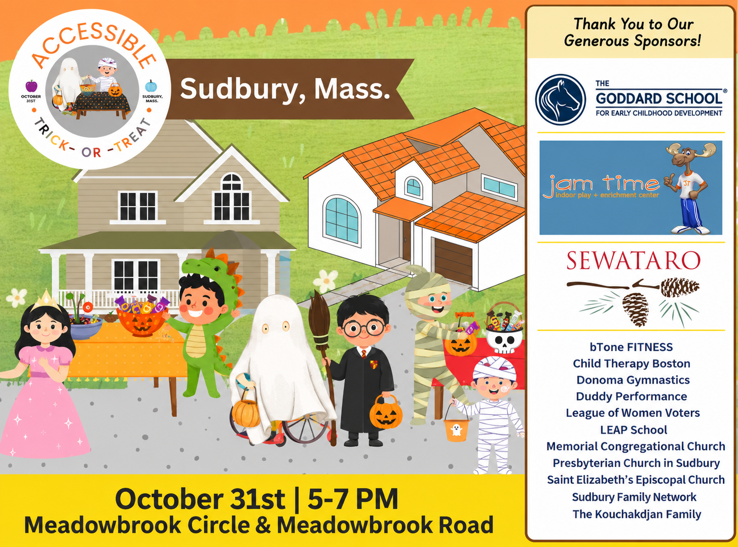 Accessible Trick-or-Treat poster; full description follows.