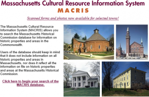 Massachusetts Cultrual Resource Information System (MACRIS)