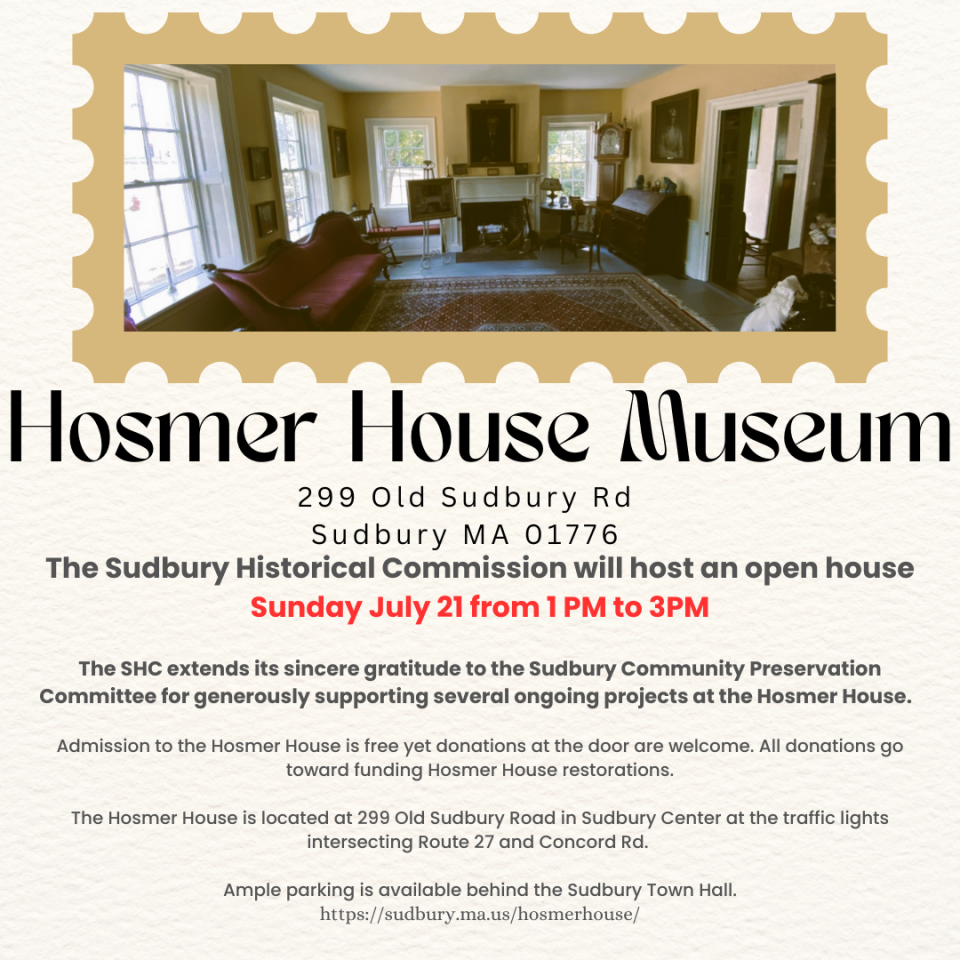 Hosmer House Museum Open House flyer. Information provided in post.