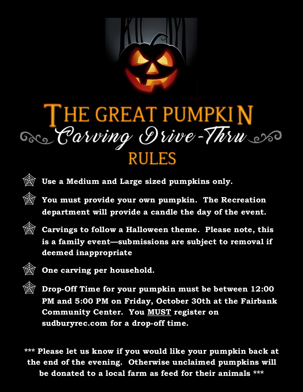 Great Pumpkin Carving Drive-Thru on Friday, October 30th » Park and ...