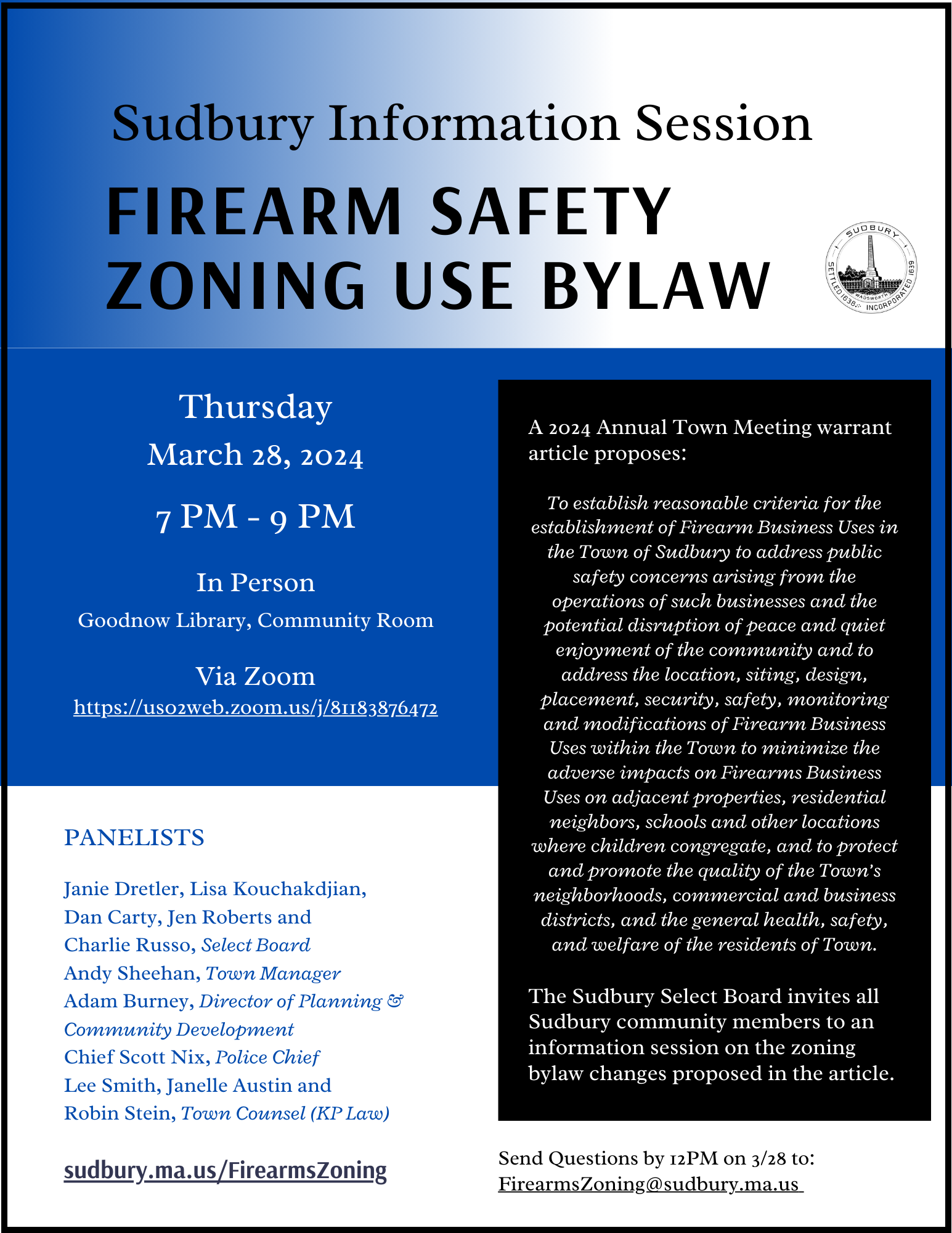 Information Session Proposed Firearm Safety Zoning Use Bylaw » Select