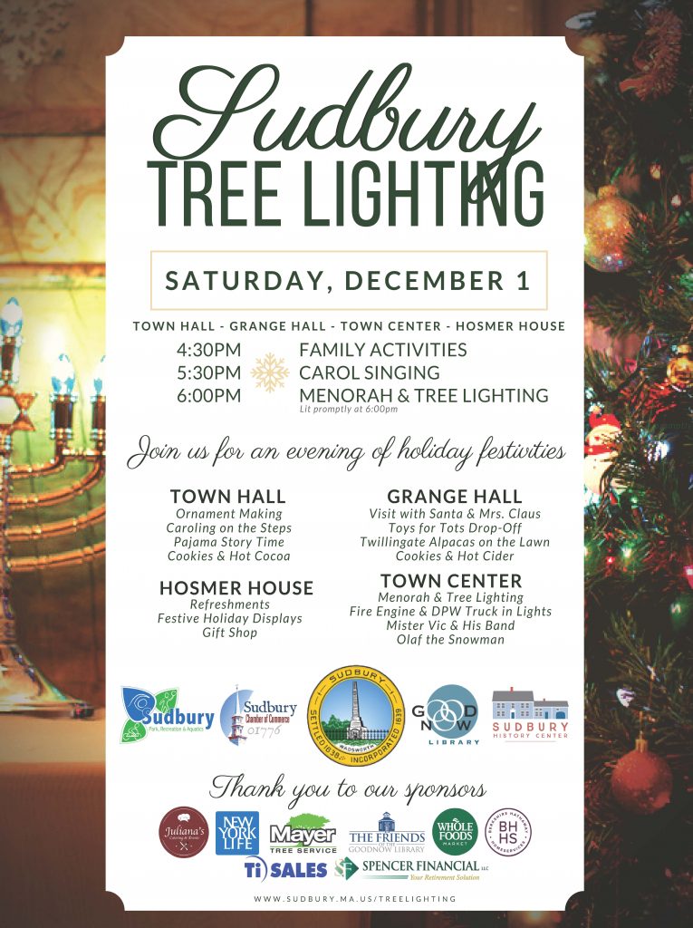 Sudbury Tree Lighting – Saturday, December 1, 2018 » Town Manager